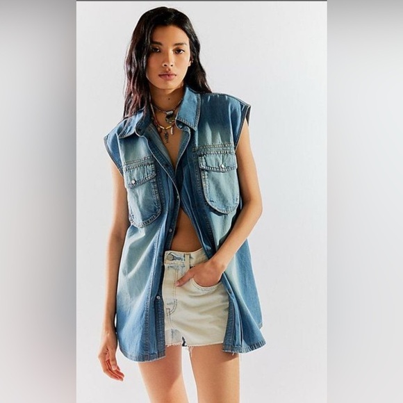 NWT We the Free Wild Dreams Denim Vest - Picture 1 of 8
